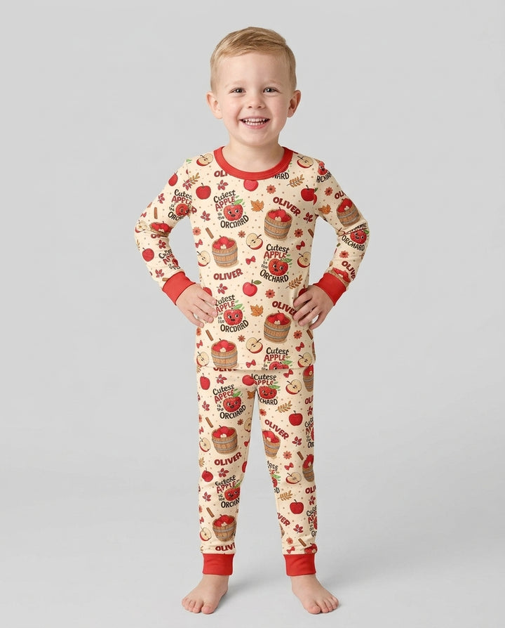 Cutest Apple In The Orchard Bamboo Two Piece Long Sleeve Pajama Set