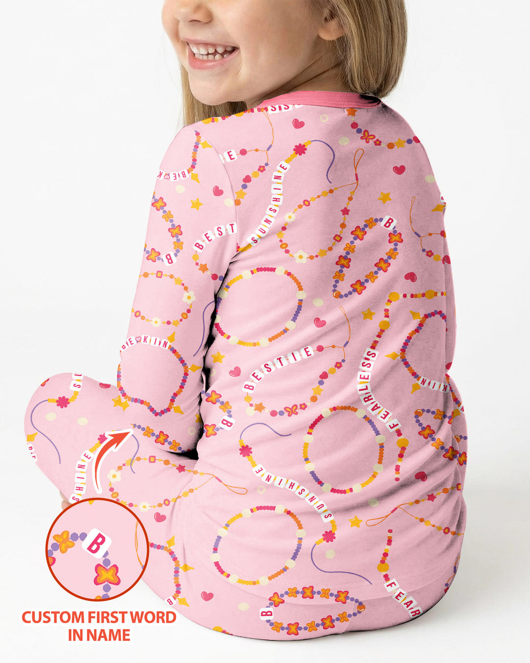 In My Friendship Bracelet Era Girls Matching  Bamboo Two Piece Long Sleeve Pajama Set