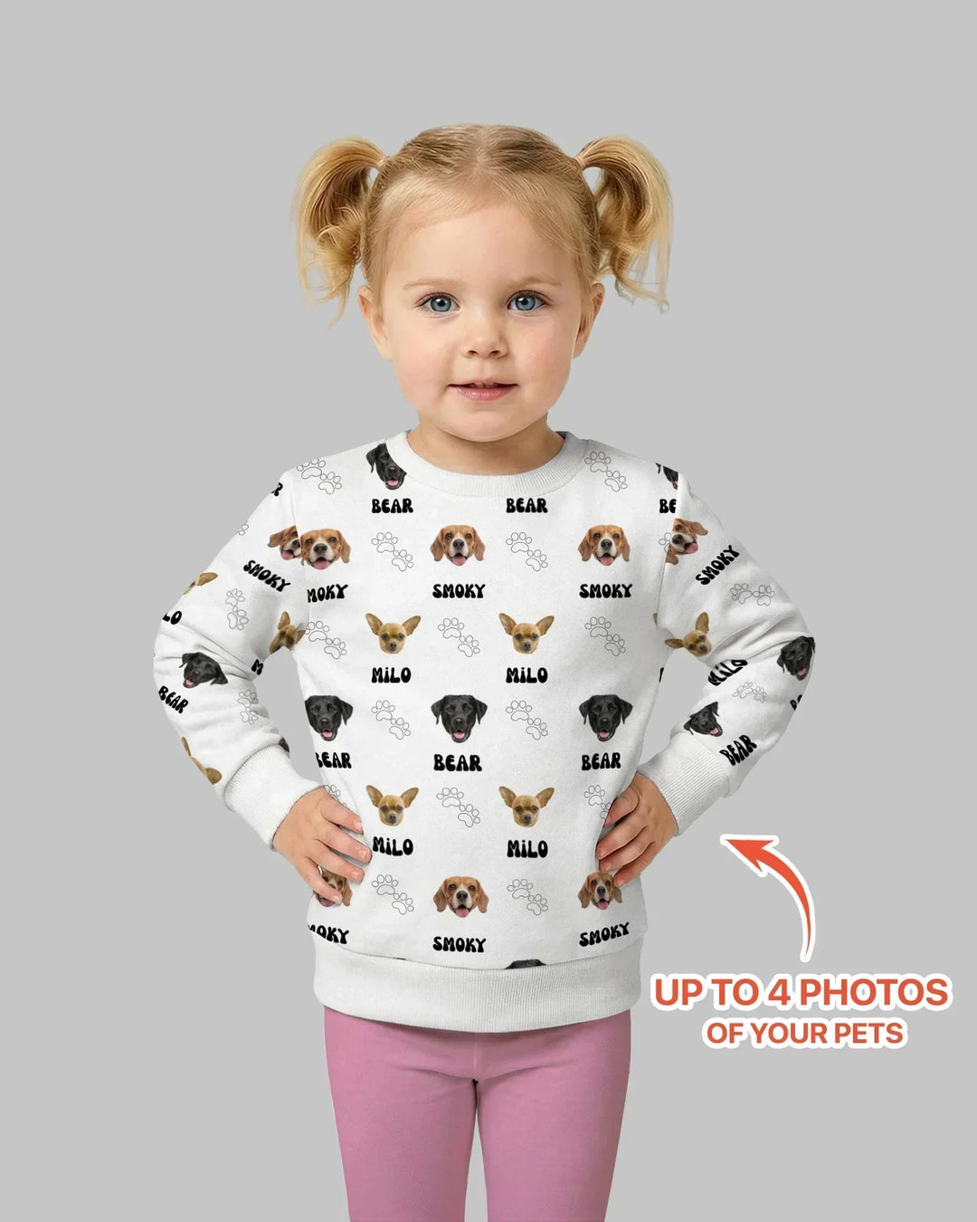 Personalisiertes Sweatshirt aus Bambus mit Namen und Haustierfotos