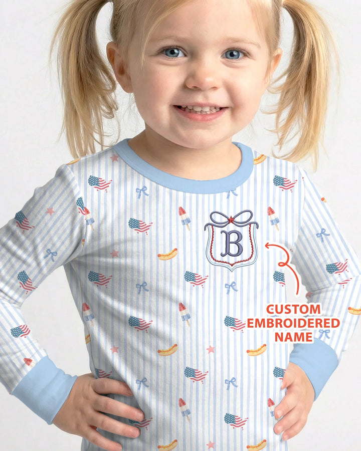 Zweiteiliges Langarm-Pyjama-Set mit Sommerfrüchten