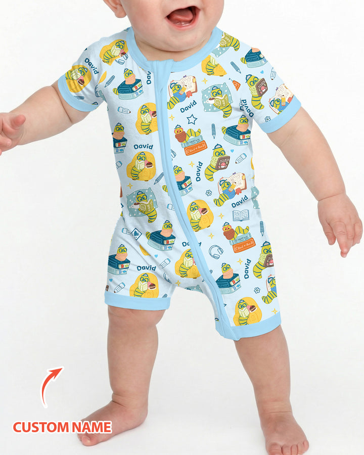 Little Book Worm Family Matching Bamboo Shorty Zippy