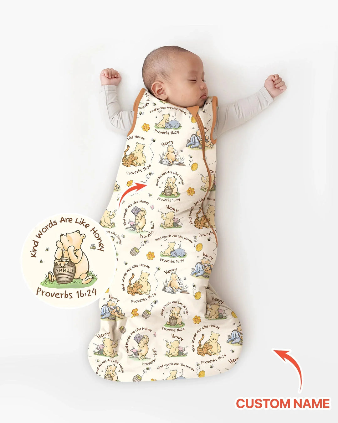 Kind Words Are Like Honey Custom Name Bamboo Sleep Bag