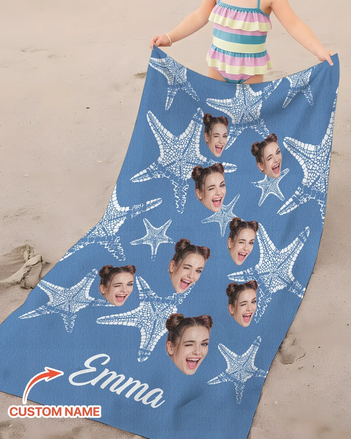 Personalisiertes Seestern-Bambus-Strandtuch mit Namen
