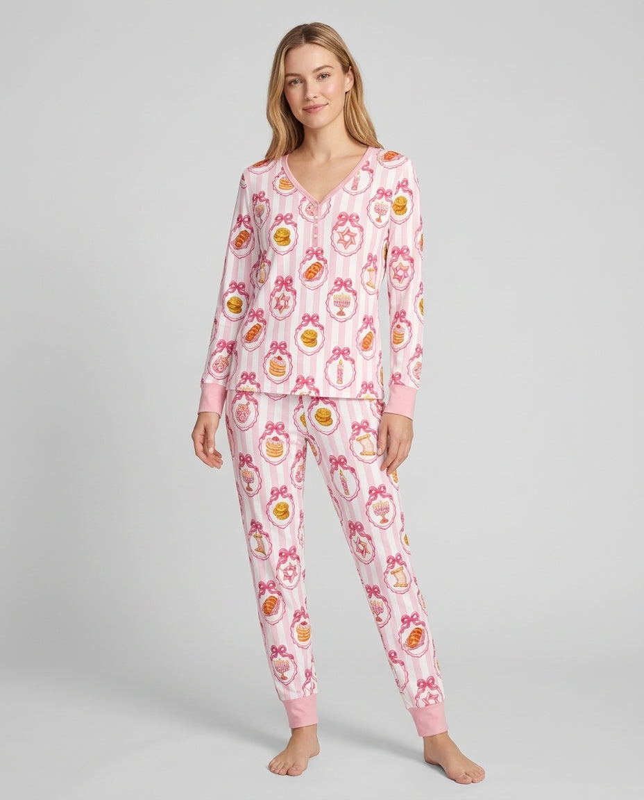Hanukkah Bows & Blessings Mommy & Me Matching Bamboo Women Pajama Set