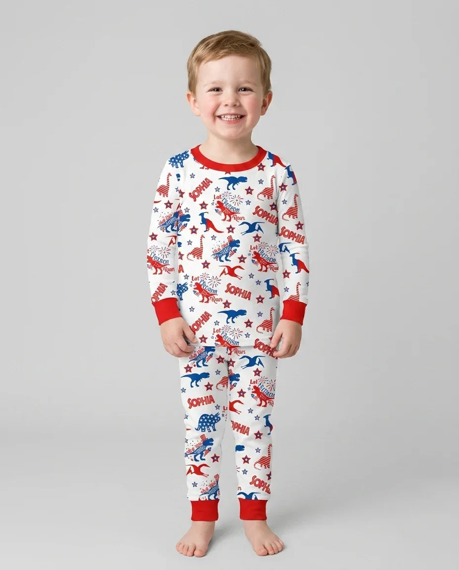 Zweiteiliges Langarm-Pyjama-Set mit Sommerfrüchten