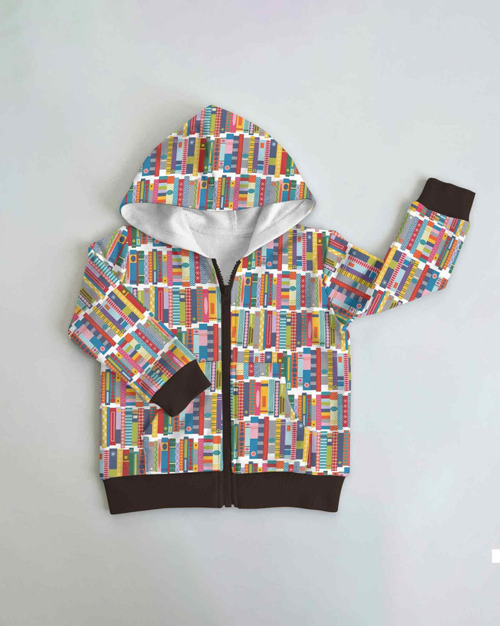Rainbow Bookshelf Bamboo Zip Hoodie