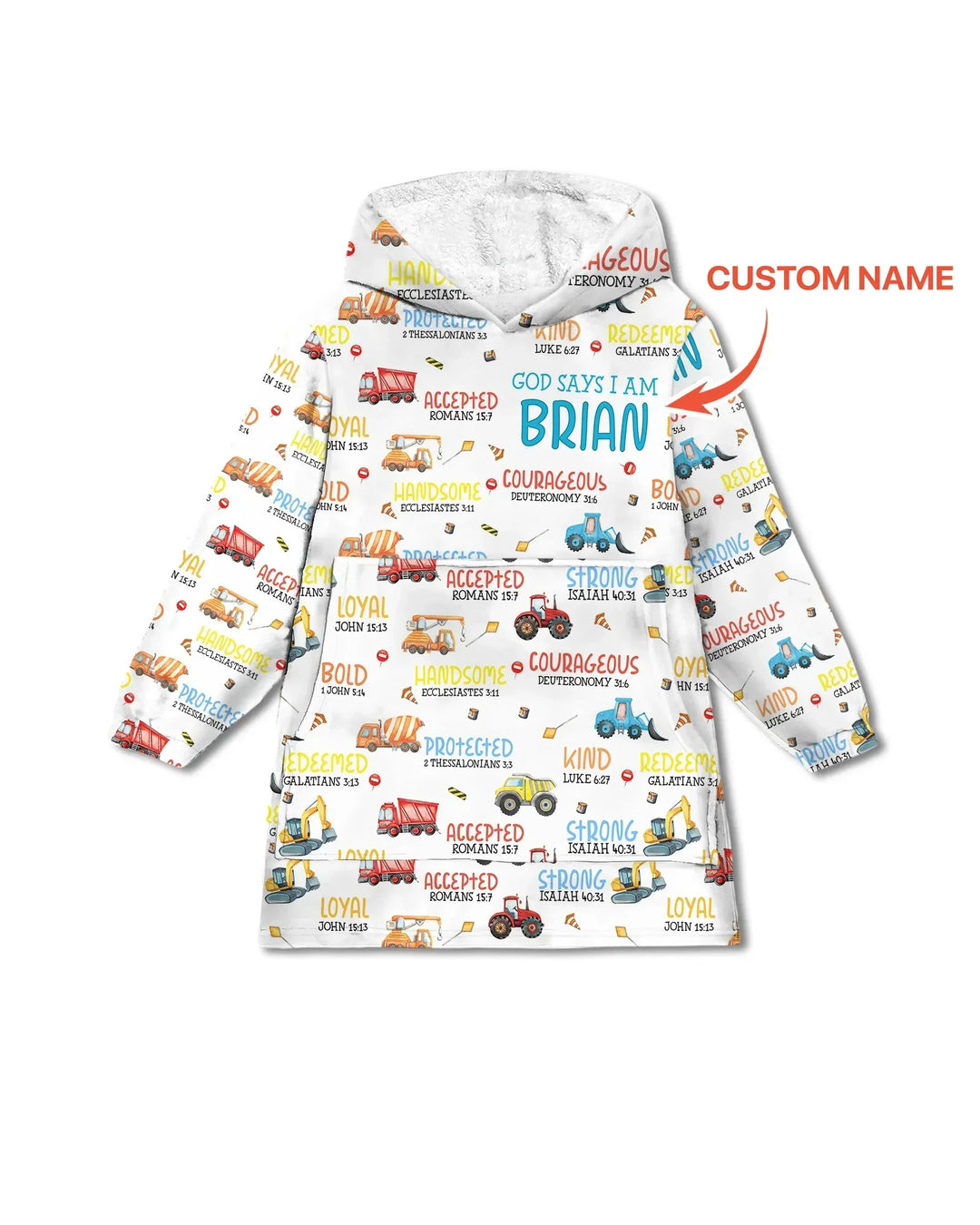 Personalisierter "God Says I Am Little Builder" Bambus-Decken-Hoodie