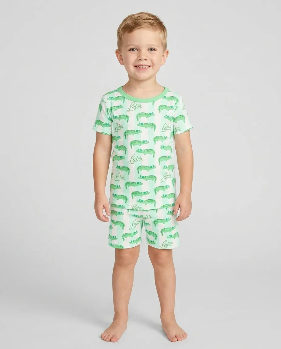 Later Gator Bamboo Two Piece Short Sleeve Shorts Pajama Set