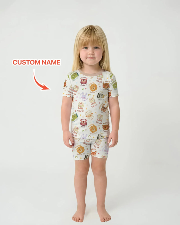Zweiteiliges Pyjama-Set mit kurzen Ärmeln und Shorts im Sommer-Design