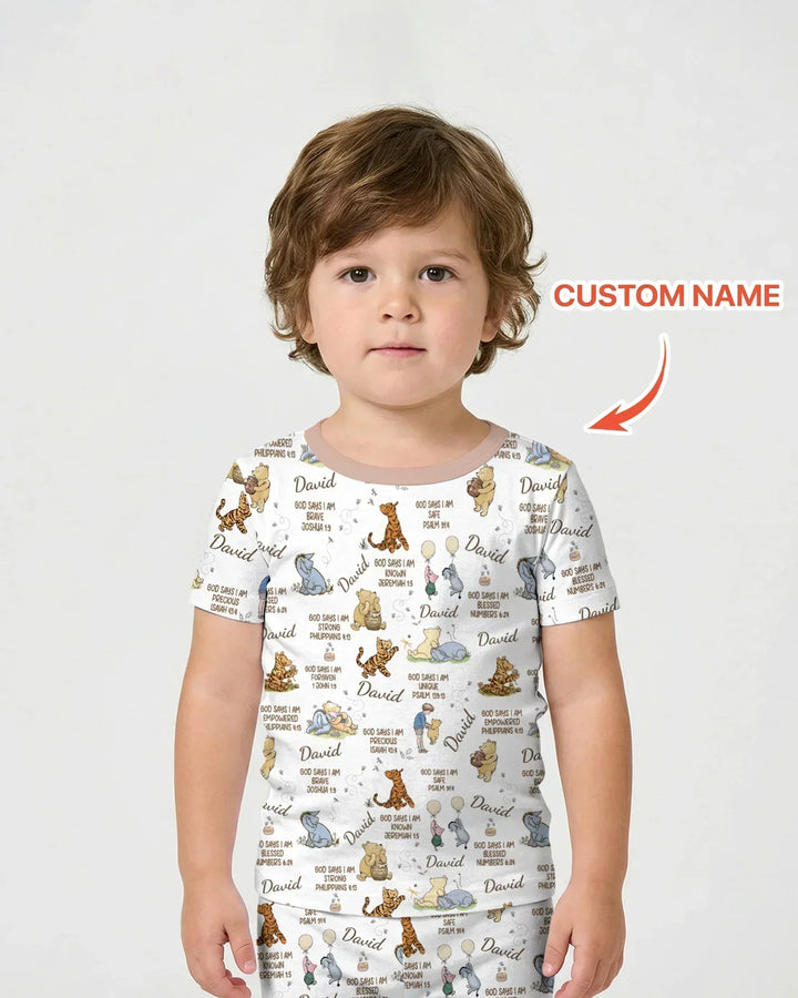 Zweiteiliges Pyjama-Set mit kurzen Ärmeln und Shorts im Sommer-Design