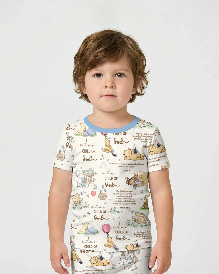 Template Zweiteiliges Pyjama-Set mit kurzen Ärmeln und Shorts