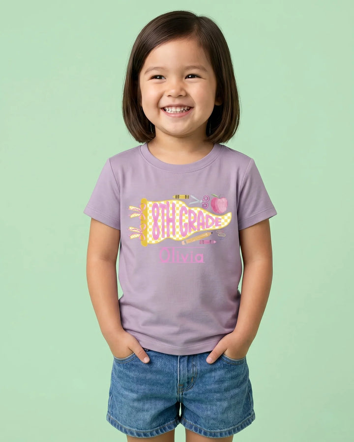 Custom Name Grade Penant Bamboo Crewneck T-Shirt