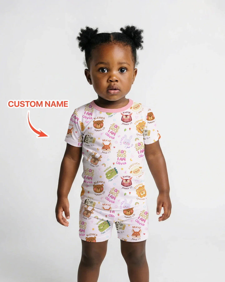Zweiteiliges Pyjama-Set mit kurzen Ärmeln und Shorts im Sommer-Design