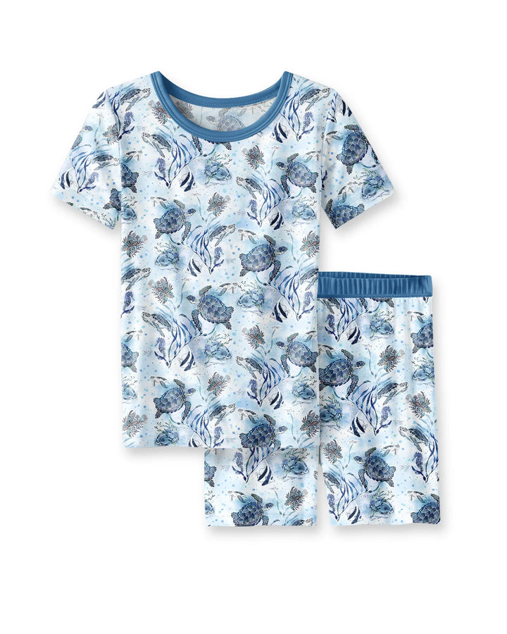 Zweiteiliges Pyjama-Set mit kurzen Ärmeln und Shorts im Sommer-Design