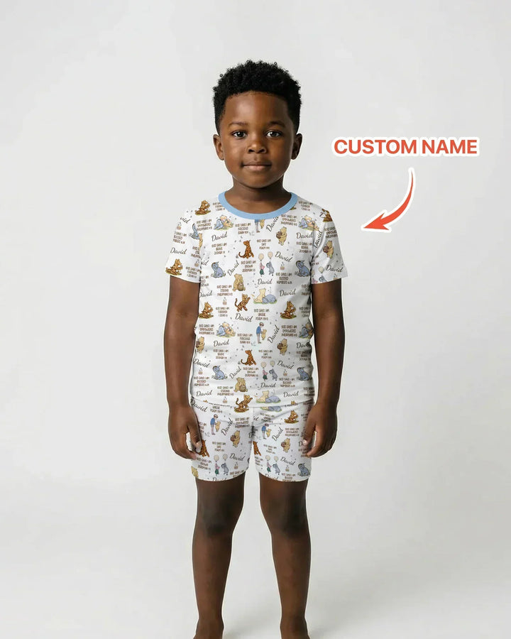 Zweiteiliges Pyjama-Set mit kurzen Ärmeln und Shorts im Sommer-Design