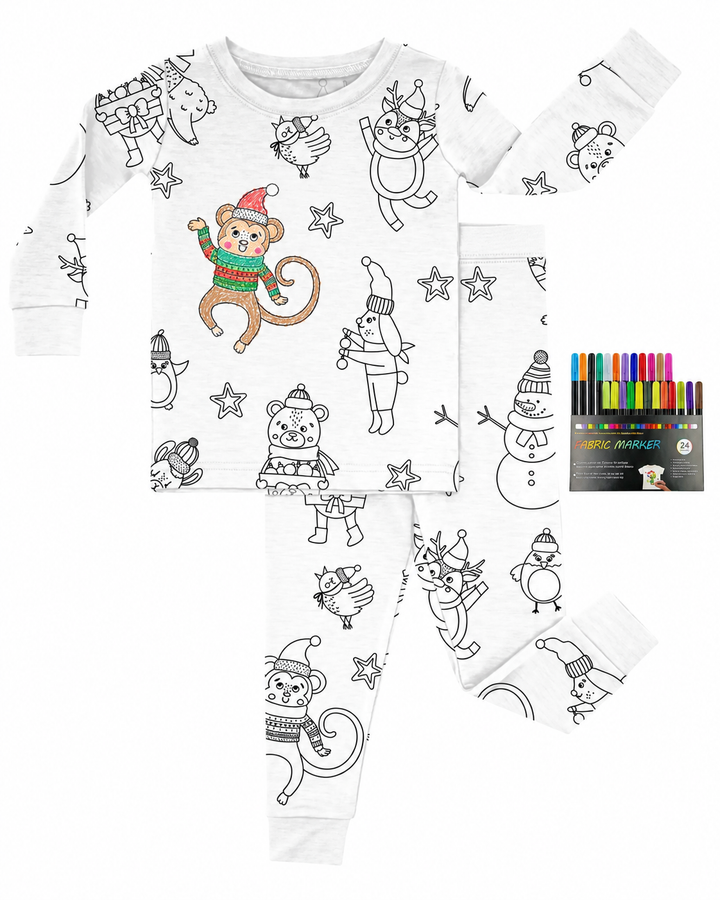 Christmas Colorable Bamboo Two Piece Pajama Set
