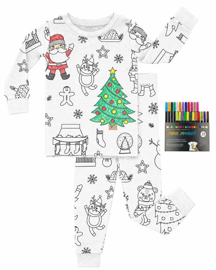 Christmas Colorable Bamboo Two Piece Pajama Set