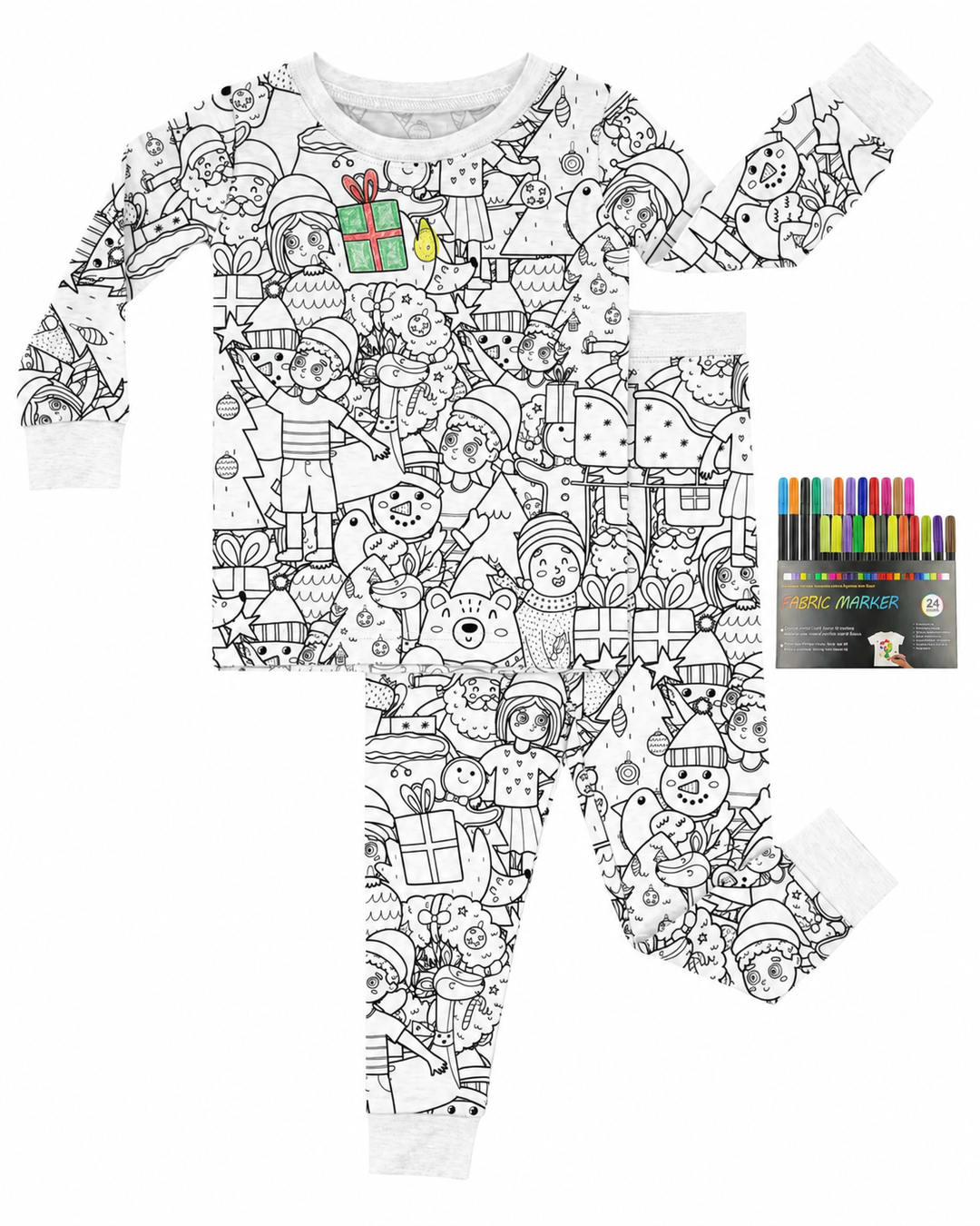 Christmas Colorable Bamboo Two Piece Pajama Set