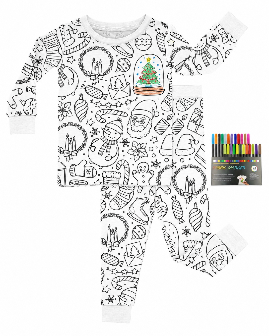 Christmas Colorable Bamboo Two Piece Pajama Set