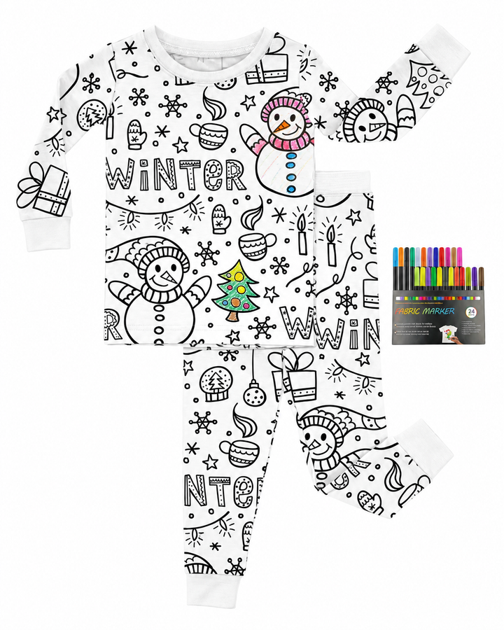 Christmas Colorable Bamboo Two Piece Pajama Set