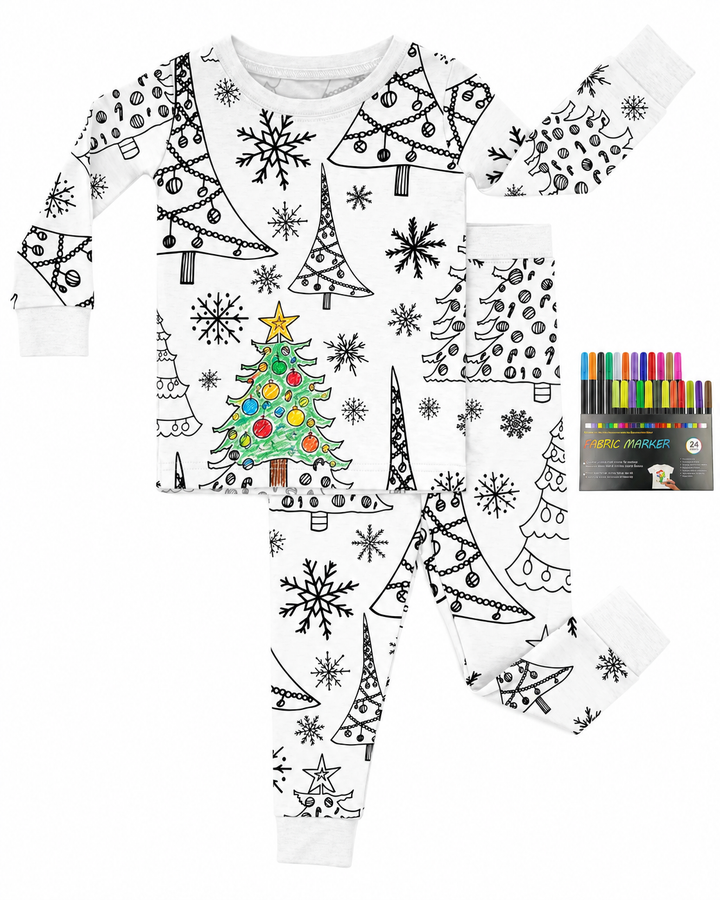 Christmas Colorable Bamboo Two Piece Pajama Set
