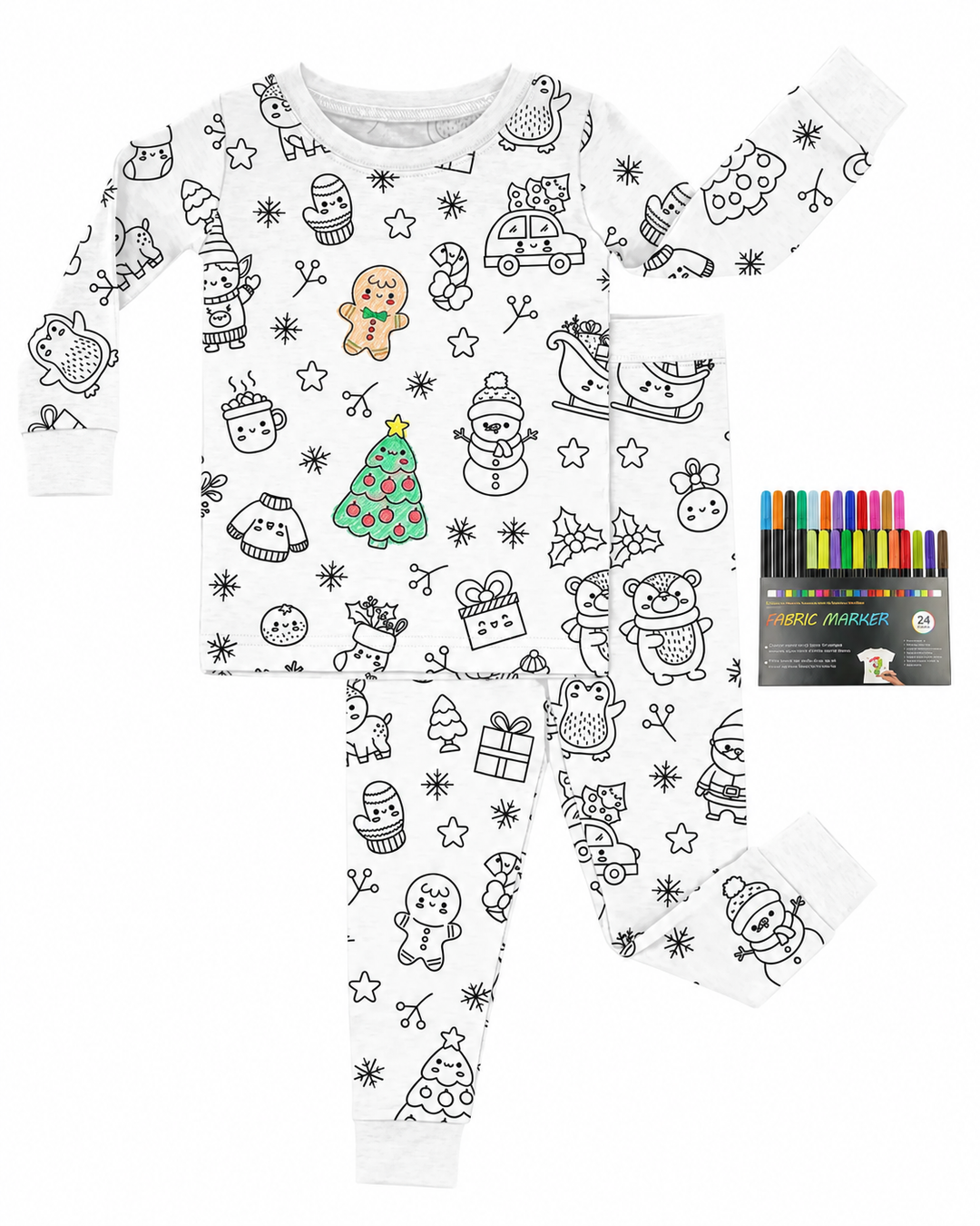 Christmas Colorable Bamboo Two Piece Pajama Set