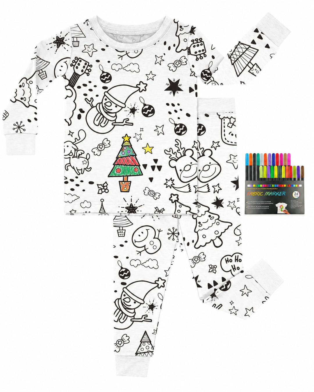 Christmas Colorable Bamboo Two Piece Pajama Set