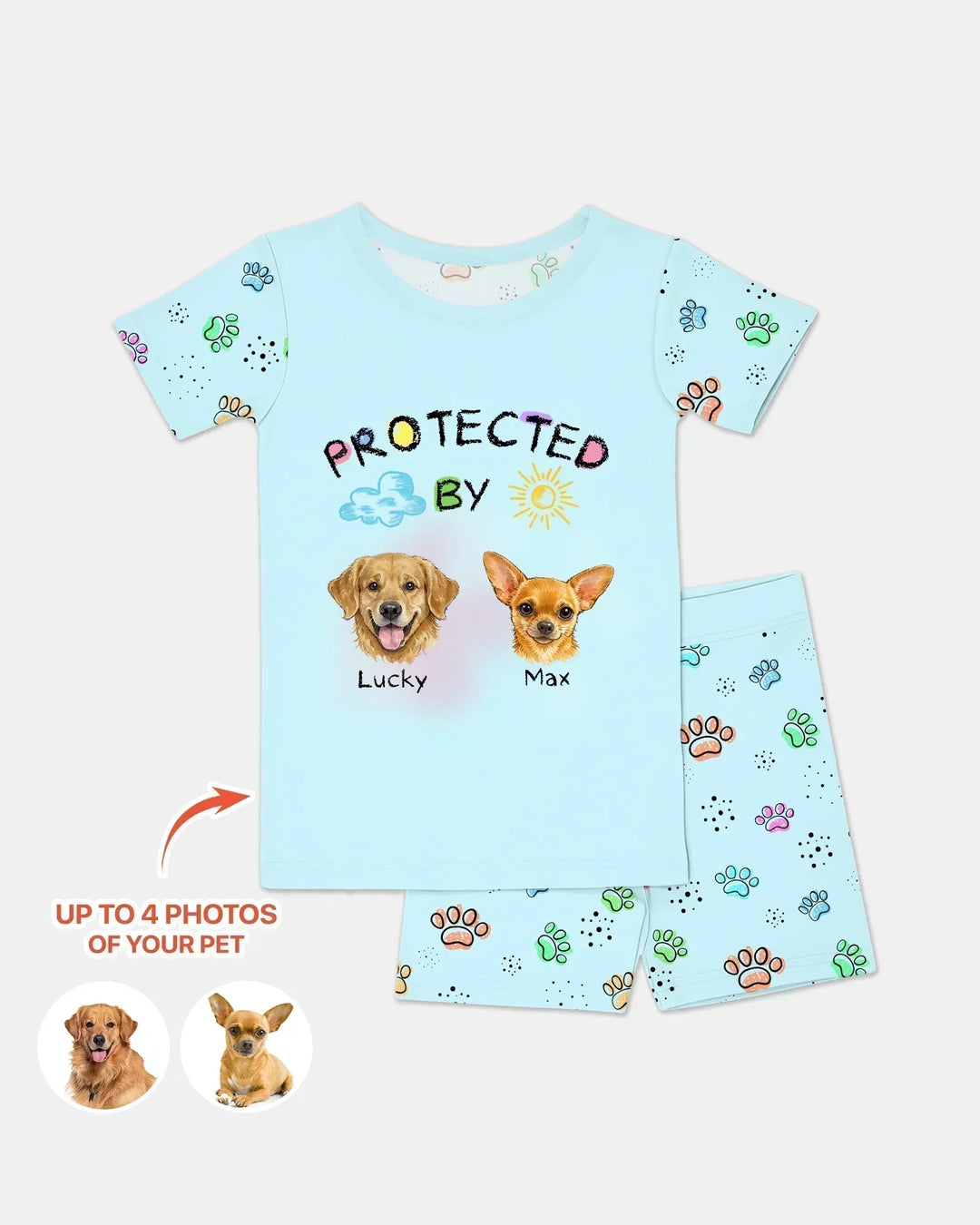 Zweiteiliges Pyjama-Set mit kurzen Ärmeln und Shorts im Sommer-Design