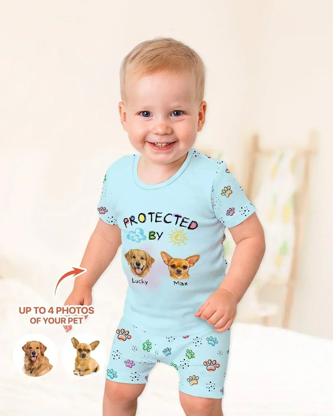 Zweiteiliges Pyjama-Set mit kurzen Ärmeln und Shorts im Sommer-Design