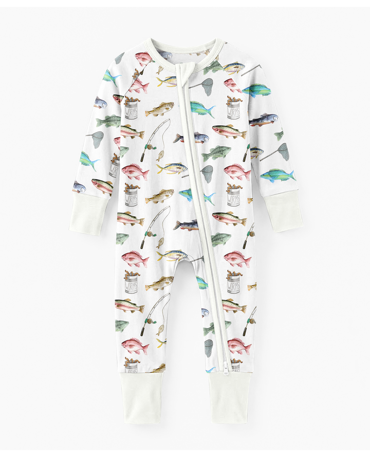 Gone Fishing Bamboo Convertible Zippered Romper
