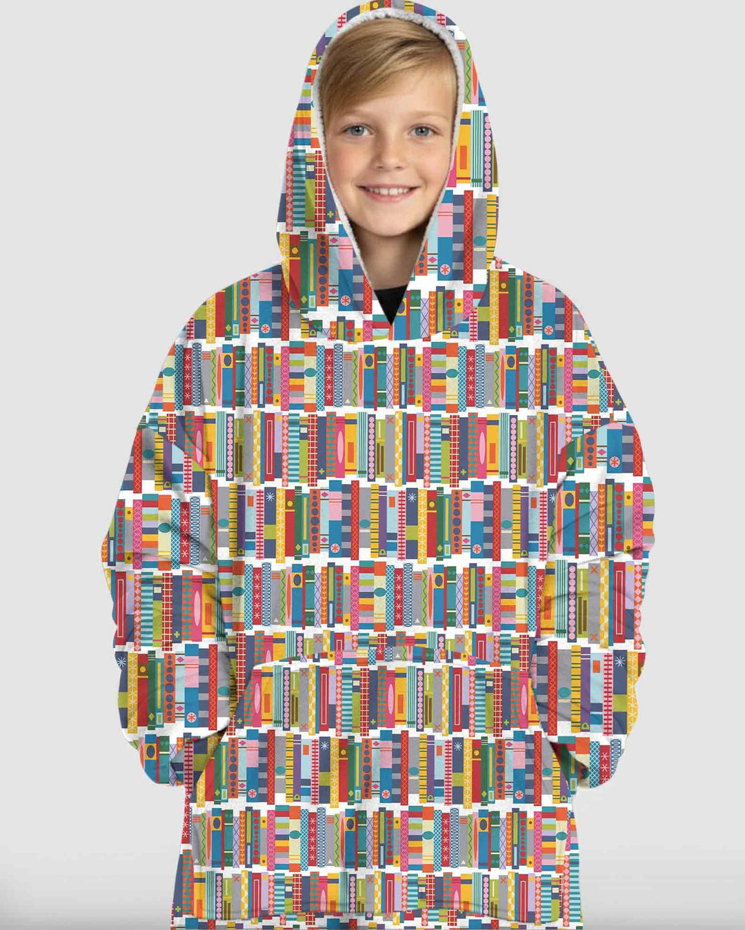 Rainbow Bookshelf Bamboo Blanket Hoodie