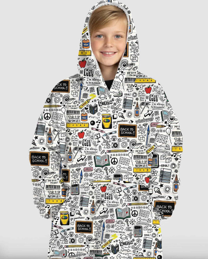 School Days Doodles Bamboo Blanket Hoodie