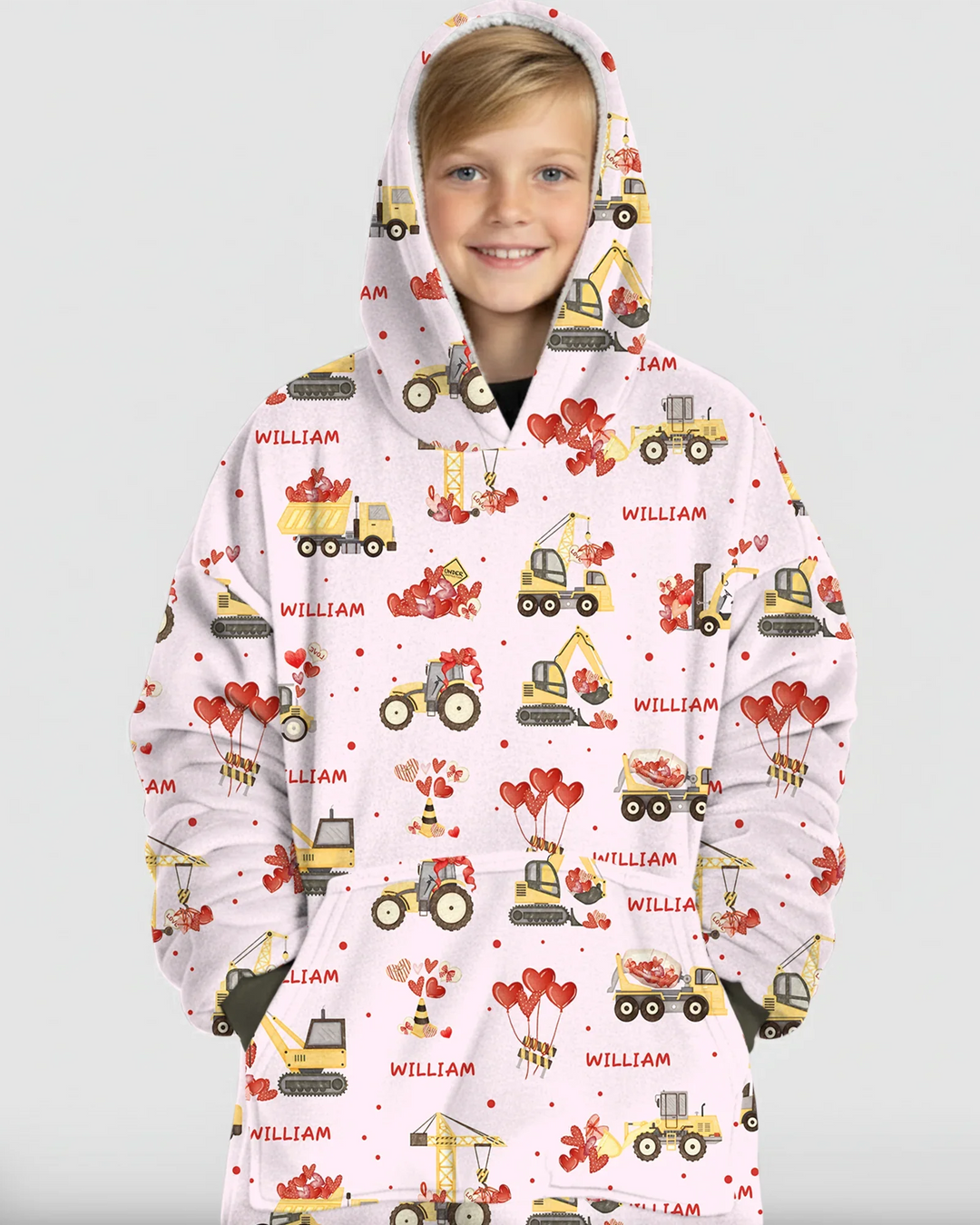 Personalisierter Name Valentinstag Trucks Family Matching Bambus Decken-Hoodie