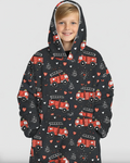 Valentins Feuerwehrwagen Tragbare Bambusdecken-Hoodie