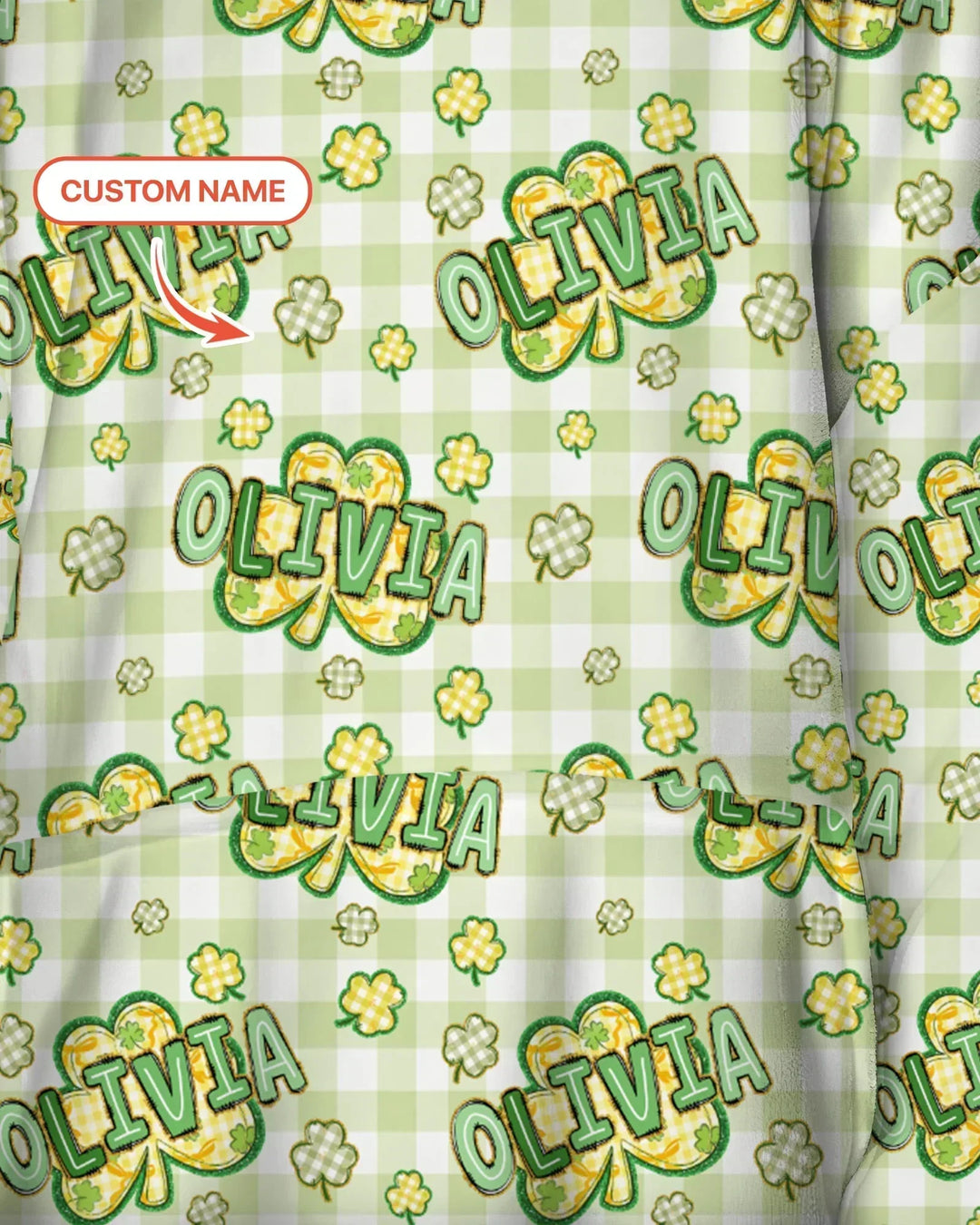 Lucky Shamrock Personalisierbarer Bambus-Deckenhoodie