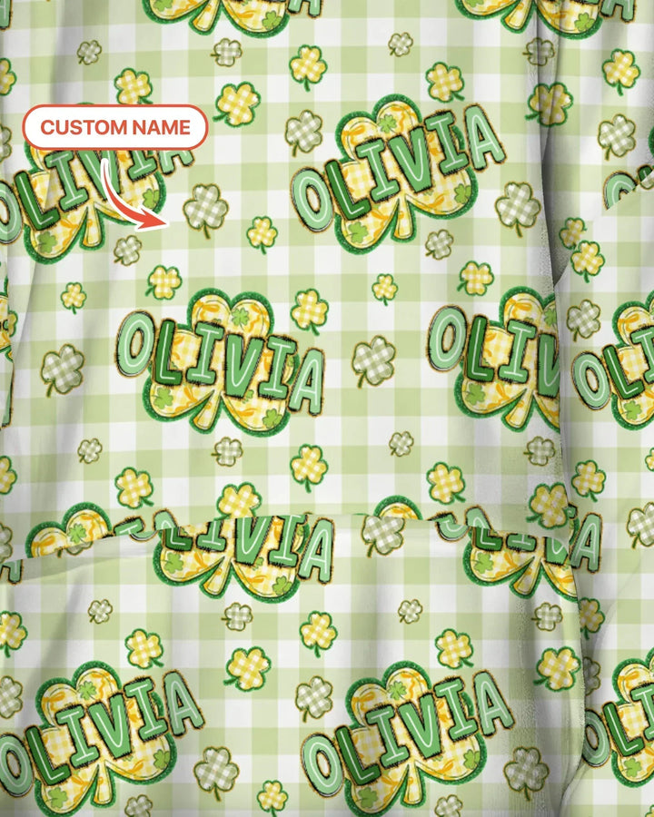 Lucky Shamrock Personalisierbarer Bambus-Deckenhoodie