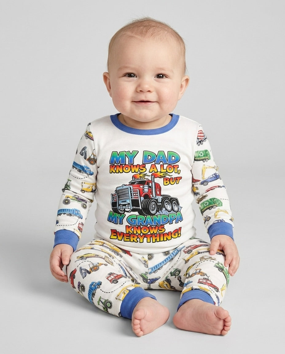 My Dad Knows A Lots But my Grandpa Knows Everything Bamboo Two Piece Long Sleeve Pajama Set
