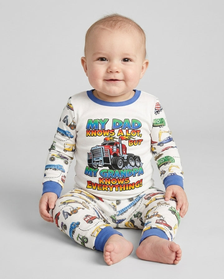 My Dad Knows A Lots But my Grandpa Knows Everything Bamboo Two Piece Long Sleeve Pajama Set