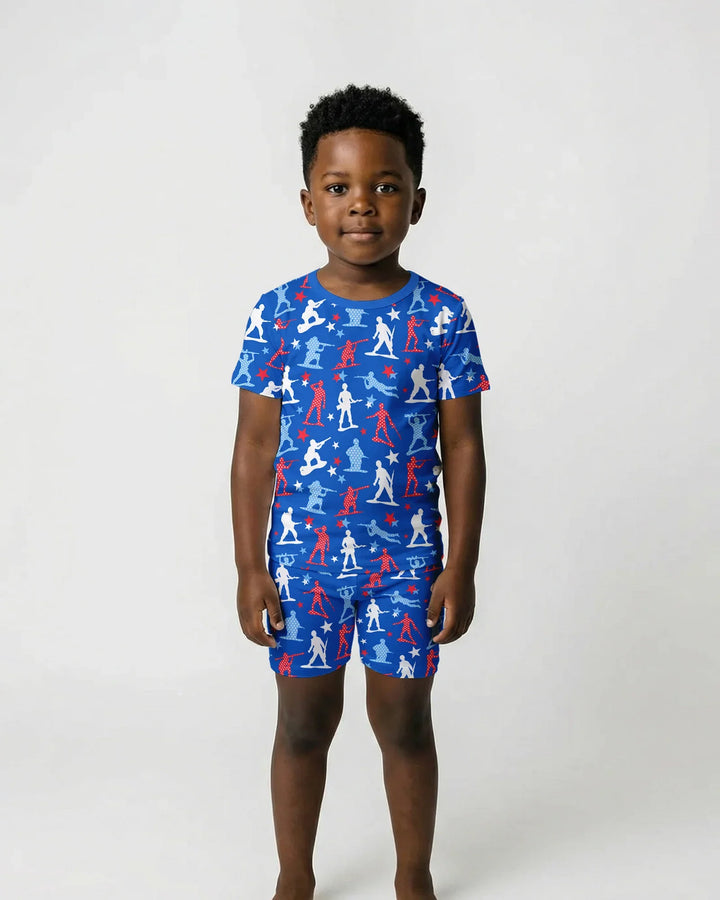 Template Zweiteiliges Pyjama-Set mit kurzen Ärmeln und Shorts