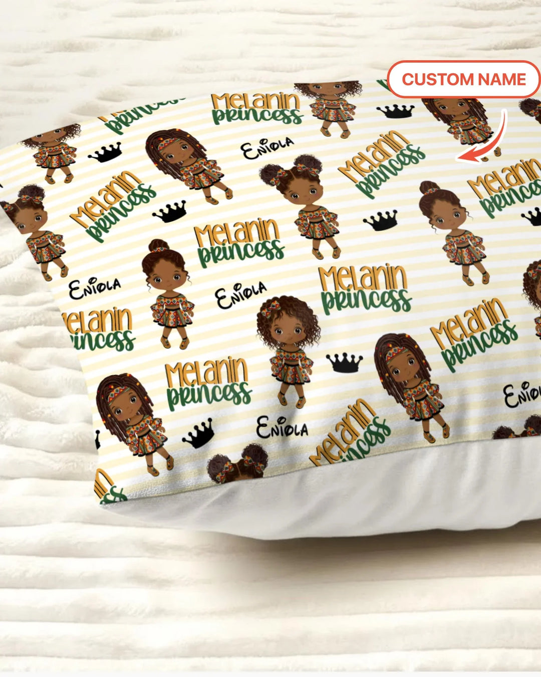 Custom Name Melanin Princess Bamboo Pillow Case