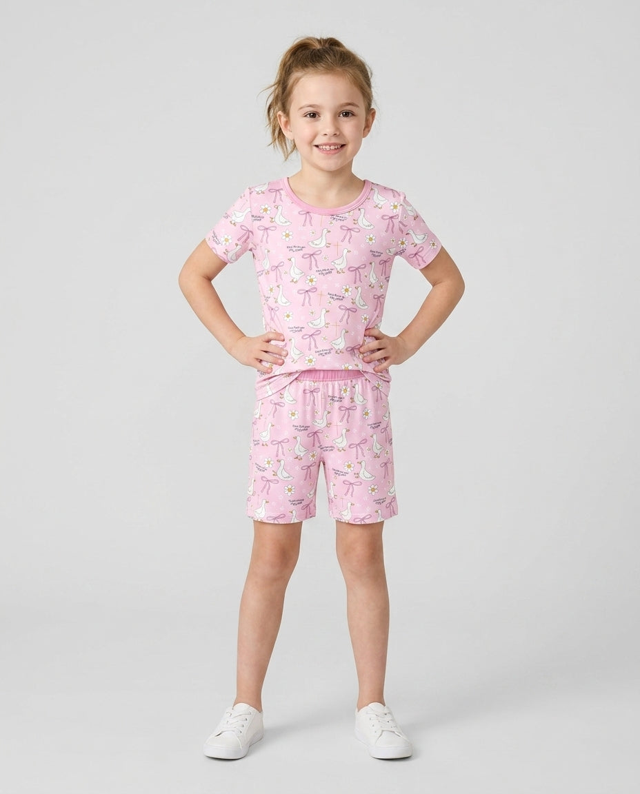 Jesus Loves You Silly Goose Bamboo Two Piece Short Sleeve Shorts Pajama Set