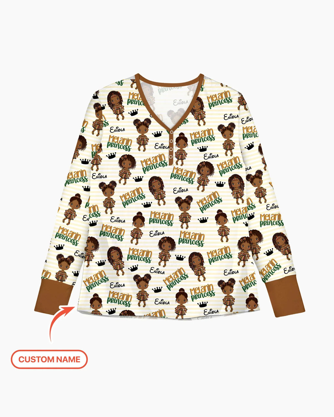 Custom Name Melanin Princess Bamboo Women Pajama Set