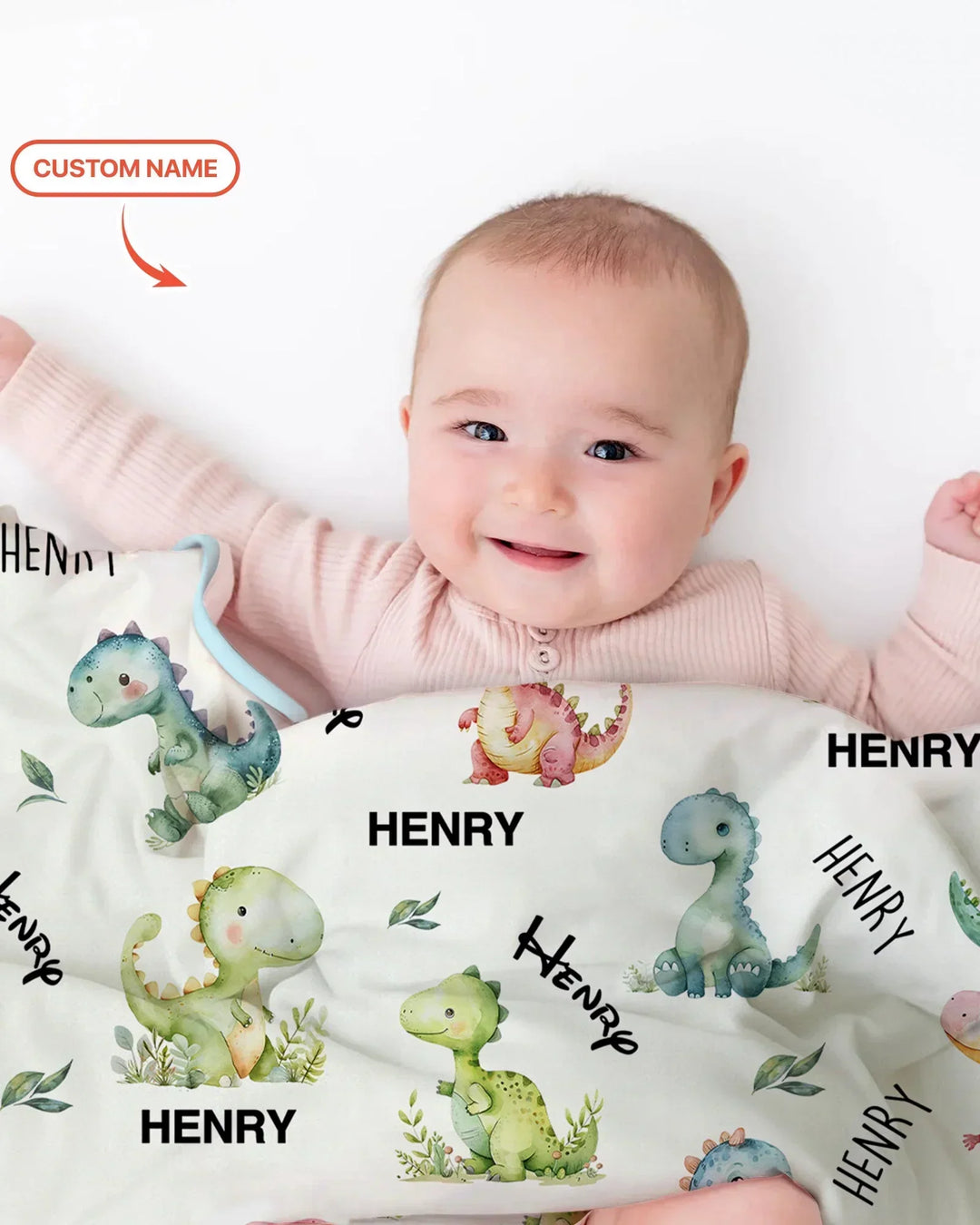 Dinosaur Custom Name Bamboo Blanket