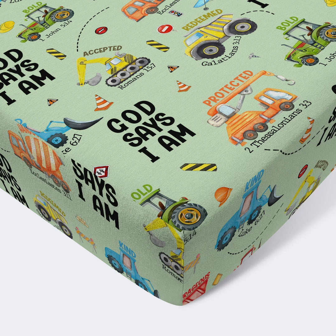 God Says I Am Bamboo Fitted Crib Sheet