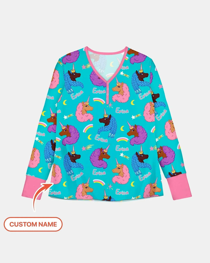 Afrikanisches Astro-Einhorn-Bambus-Damen-Pyjama-Set