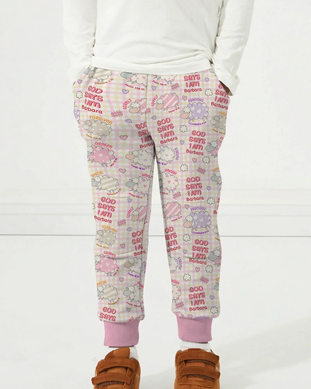 Little Lamb God Says I Am Custom Name Bamboo Jogger