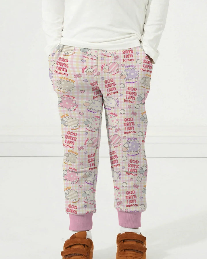 Little Lamb God Says I Am Custom Name Bamboo Jogger