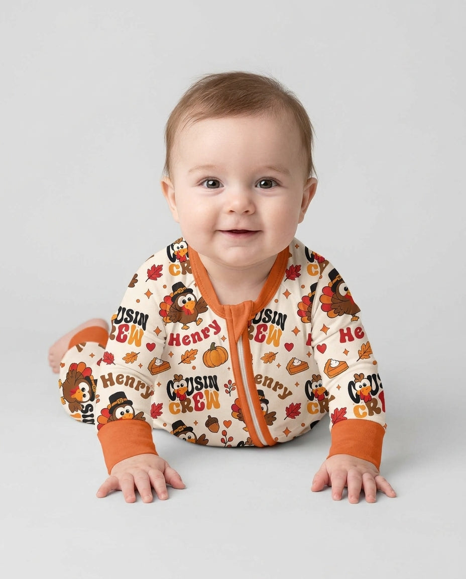 Personalized Cousin Crew Thanksgiving Bamboo Convertible Zippy