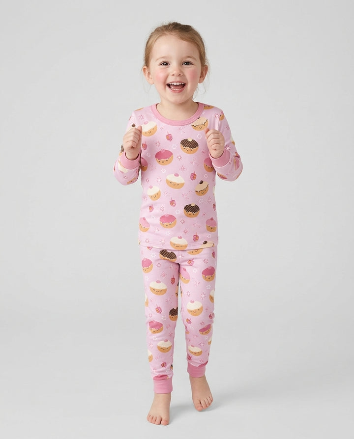Hanukkah Donut Family Matching Bamboo Two Piece Long Sleeve Pajama Set