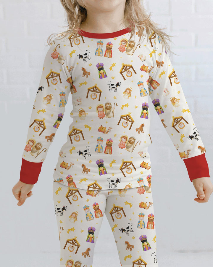 Zweiteiliges Langarm-Pyjama-Set mit Sommerfrüchten